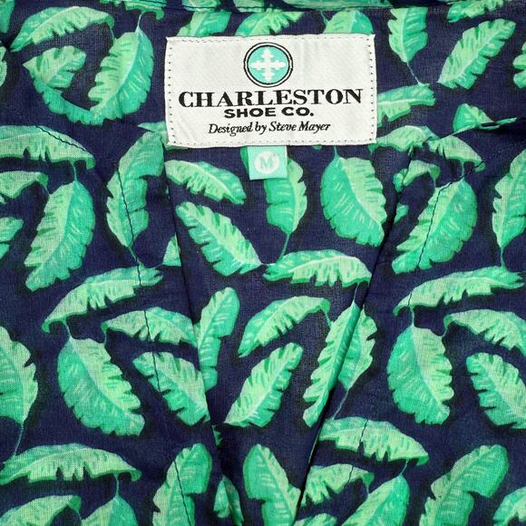 Charleston Shoe Company Swim Cover Up Cotton Leaf Print Tunic Dress Size M - Picture 4 of 9